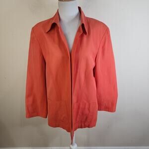 Coldwater Creek Women's Blazer Jacket Size Large Silk Linen Blend Coral Orange